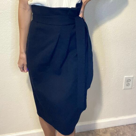 Magaschoni Classic Wool Pencil Skirt W/ Tie Classy Work Party - Picture 1 of 13